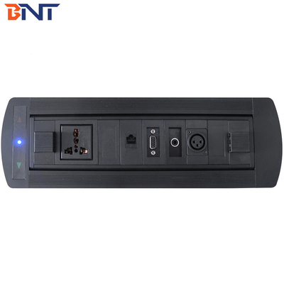 검은색 180도 뒤집기 각도 수동 테이블 톱 팝업 미디어 커넥터 OEM / ODM