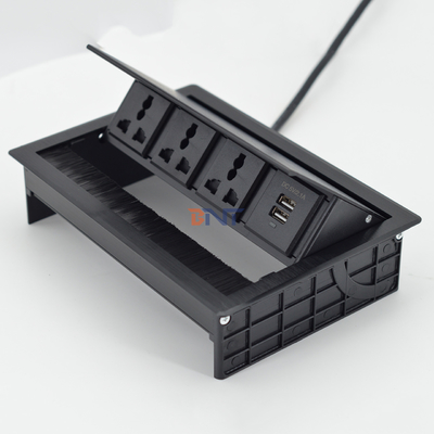 브러시 플립 업 유니버설 전원 소켓 커버 데스크톱 소켓 USB-S 데이터 포트 / 테이블 톱 브러시 플립 연결 상자