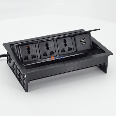 브러시 플립 업 유니버설 전원 소켓 커버 데스크톱 소켓 USB-S 데이터 포트 / 테이블 톱 브러시 플립 연결 상자