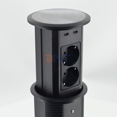 전기 팝업 전원 소재 두 개의 측면 디자인 4 AC 소재 두 개의 USB A + C + 무선 충전기와 함께