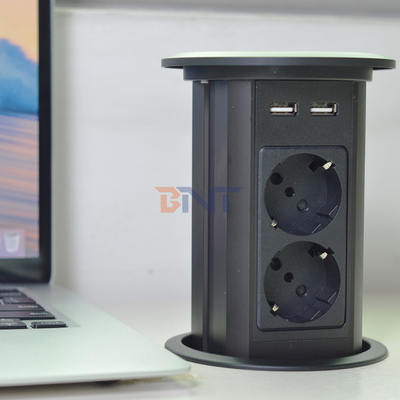 전기 팝업 전원 소재 두 개의 측면 디자인 4 AC 소재 두 개의 USB A + C + 무선 충전기와 함께