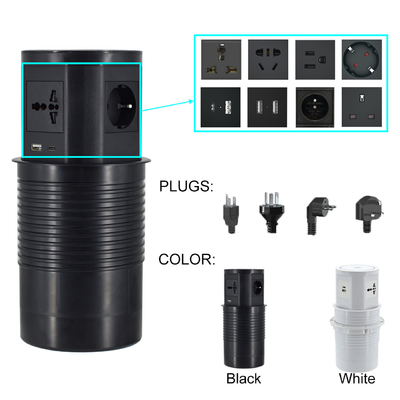 주방 숨겨진 Pneumatic 팝업 전원 소켓 usb 포트와 15W 무선 충전기 사무실 책상