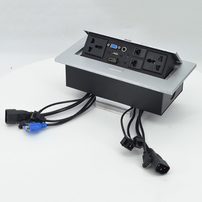 OEM/ODM 유니버설 16A/10A AC 소켓 & Cat6 데이터 포트 팝업 디자인 테이블 톱 소켓 IP44 레벨 2 소켓