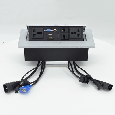 OEM/ODM 유니버설 16A/10A AC 소켓 & Cat6 데이터 포트 팝업 디자인 테이블 톱 소켓 IP44 레벨 2 소켓