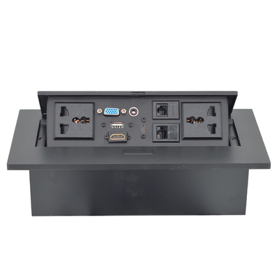 OEM/ODM 유니버설 16A/10A AC 소켓 & Cat6 데이터 포트 팝업 디자인 테이블 톱 소켓 IP44 레벨 2 소켓
