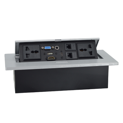 OEM/ODM 유니버설 16A/10A AC 소켓 & Cat6 데이터 포트 팝업 디자인 테이블 톱 소켓 IP44 레벨 2 소켓