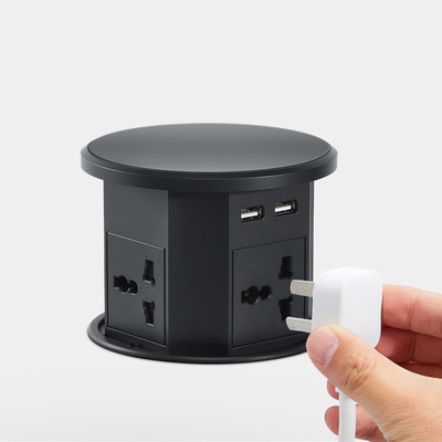 OEM/ODM 스마트 팝업 전원 소켓 4개의 AC 소켓과 2개의 USB 포트가 있는 알루미늄 테이블 톱 소켓 충전 표준 IP44
