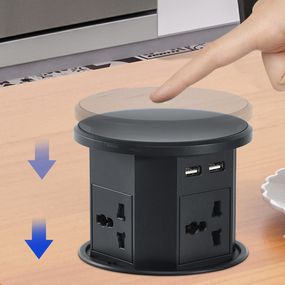 OEM/ODM 스마트 팝업 전원 소켓 4개의 AC 소켓과 2개의 USB 포트가 있는 알루미늄 테이블 톱 소켓 충전 표준 IP44