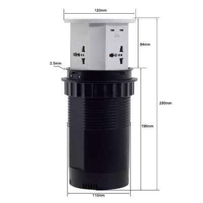 OEM/ODM 스마트 팝업 전원 소켓 4개의 AC 소켓과 2개의 USB 포트가 있는 알루미늄 테이블 톱 소켓 충전 표준 IP44