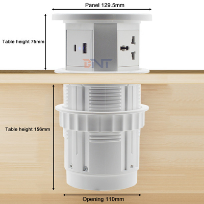 OEM/ODM 스마트 팝업 전원 소켓 4개의 AC 소켓과 2개의 USB 포트가 있는 알루미늄 테이블 톱 소켓 충전 표준 IP44