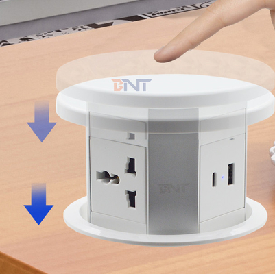 OEM/ODM 스마트 팝업 전원 소켓 4개의 AC 소켓과 2개의 USB 포트가 있는 알루미늄 테이블 톱 소켓 충전 표준 IP44
