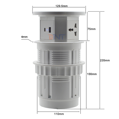 OEM/ODM 스마트 팝업 전원 소켓 4개의 AC 소켓과 2개의 USB 포트가 있는 알루미늄 테이블 톱 소켓 충전 표준 IP44