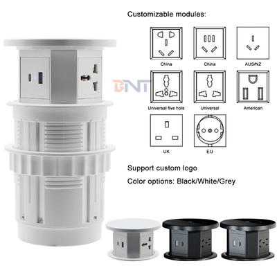 OEM/ODM 스마트 팝업 전원 소켓 4개의 AC 소켓과 2개의 USB 포트가 있는 알루미늄 테이블 톱 소켓 충전 표준 IP44