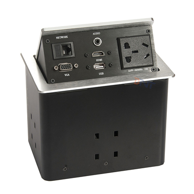 은 알루미늄 합금 회의 테이블 2 USB, 2 네트워크와 함께 팝업 소켓
