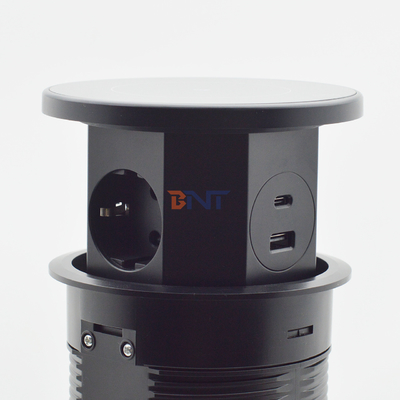 OEM/ODM 스마트 팝업 전원 소켓 3개의 AC 소켓과 2개의 USB 포트가 있는 알루미늄 테이블 톱 소켓 충전 표준 IP44