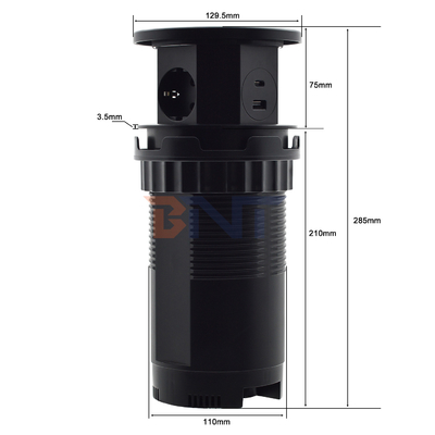 OEM/ODM 스마트 팝업 전원 소켓 3개의 AC 소켓과 2개의 USB 포트가 있는 알루미늄 테이블 톱 소켓 충전 표준 IP44
