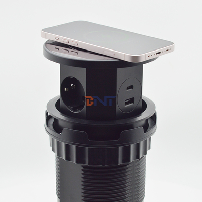 OEM/ODM 스마트 팝업 전원 소켓 3개의 AC 소켓과 2개의 USB 포트가 있는 알루미늄 테이블 톱 소켓 충전 표준 IP44
