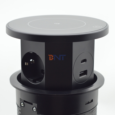 OEM/ODM 스마트 팝업 전원 소켓 3개의 AC 소켓과 2개의 USB 포트가 있는 알루미늄 테이블 톱 소켓 충전 표준 IP44