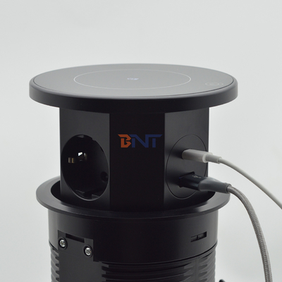 OEM/ODM 스마트 팝업 전원 소켓 3개의 AC 소켓과 2개의 USB 포트가 있는 알루미늄 테이블 톱 소켓 충전 표준 IP44