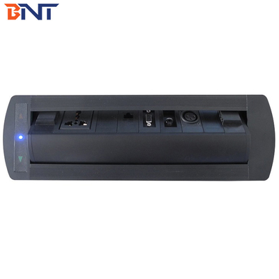 검은색 180도 뒤집기 각도 수동 테이블 톱 팝업 미디어 커넥터 OEM / ODM