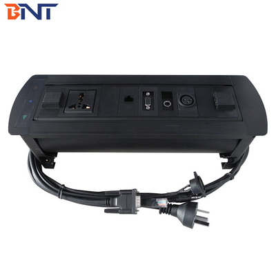 검은색 180도 뒤집기 각도 수동 테이블 톱 팝업 미디어 커넥터 OEM / ODM