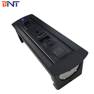 검은색 180도 뒤집기 각도 수동 테이블 톱 팝업 미디어 커넥터 OEM / ODM