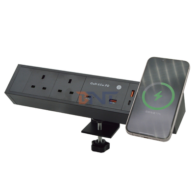 다기능 2개의 AC 소켓 듀얼 USB A+C UK 65W PD 급전전 데스크톱 클램프 소켓 전원 스트립