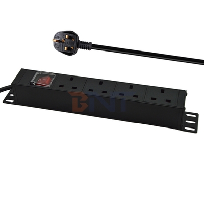PDU 4-포트 소재 SPD 급류 보호자 전력 스트립 확장 소켓 3250W 켜기 / 끄기 스위치 및 전력 케이블