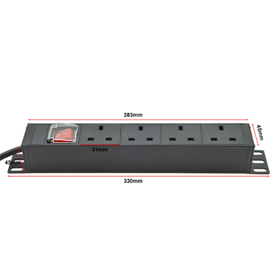 PDU 4-포트 소재 SPD 급류 보호자 전력 스트립 확장 소켓 3250W 켜기 / 끄기 스위치 및 전력 케이블