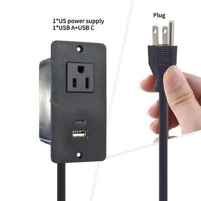 플라스틱 소파 소켓 테이블 전원 소켓 (1개의 미국 표준 전원 콘센트 & USB A+C 포트 포함)