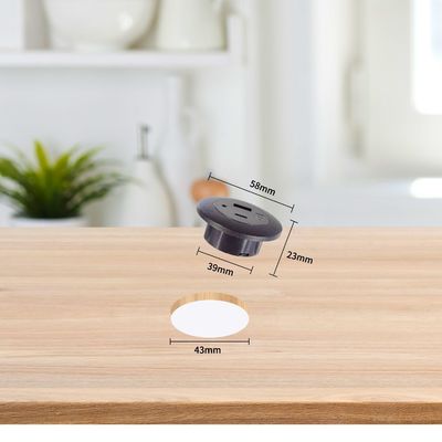 플라스틱 매립형 테이블 전원 소켓 (USB A+C 충전 포트 포함)