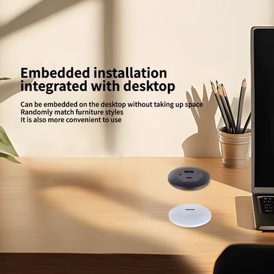 플라스틱 매립형 테이블 전원 소켓 (USB A+C 충전 포트 포함)