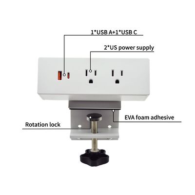다기능 2개의 AC 소재 USB A+C US 전원 급전 충전 데스크톱 클램프 소켓 전원 스트립