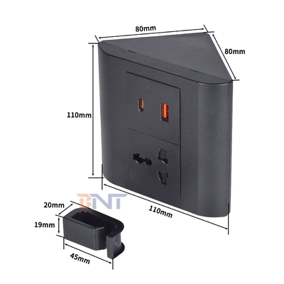 사무실 및 가정용 범용 소켓 1구 콘센트 테이블탑 전원 소켓, USB A+C 포트 포함, IP44, 다중 장치용