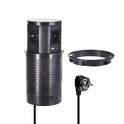 주방 매립형 공압식 팝업 전원 소켓 무선 충전기, AC 콘센트 4개 및 USB A+C