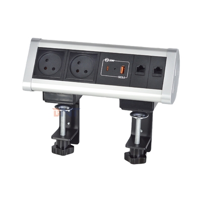 접착 클립 디자인 데스크톱 클램프 소켓 전원 스트립 2 IS AC 소켓 USB A + C PD 20W 빠른 충전