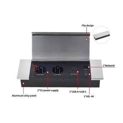 숨겨진 플립 디자인 데스크탑 소켓 전원 2 EUAC 콘센트 USB A+C HDMI 네트워크