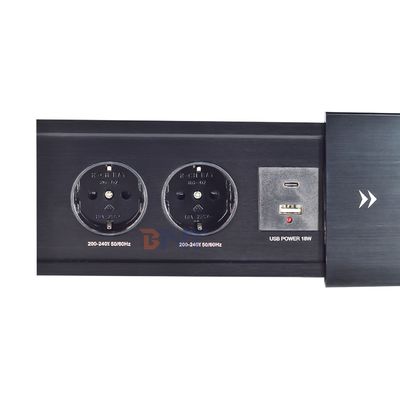 슬리프 오픈 유로 테이블 톱 전기 전원 소켓 2 AC 소켓 USB A+C IP44 16A 오피스 용용 등급 전류 EU 플러그 표준
