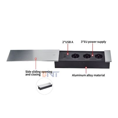 유로 테이블 톱 전기 전원 소켓 슬리프 오픈 디자인 3 AC 소켓 16A 등급 EU 플러그 표준