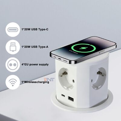 BNT 책상 오피스 상업용 IP44 4 AC 전원 소재 16A ABS Pneumatic Pop Socket USB A+C 포트 PD20W 충전